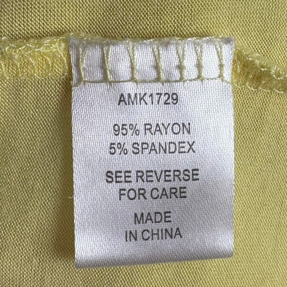 Alison Andrews Size Small Light Yellow Rayon Spandex Ruffled Short Sleeve Blouse - Picture 5 of 6